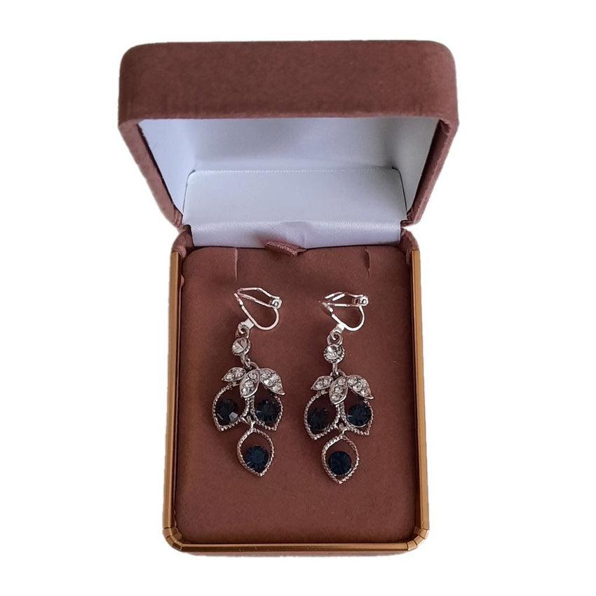 Blue Chandelier Drop Clip On Earrings