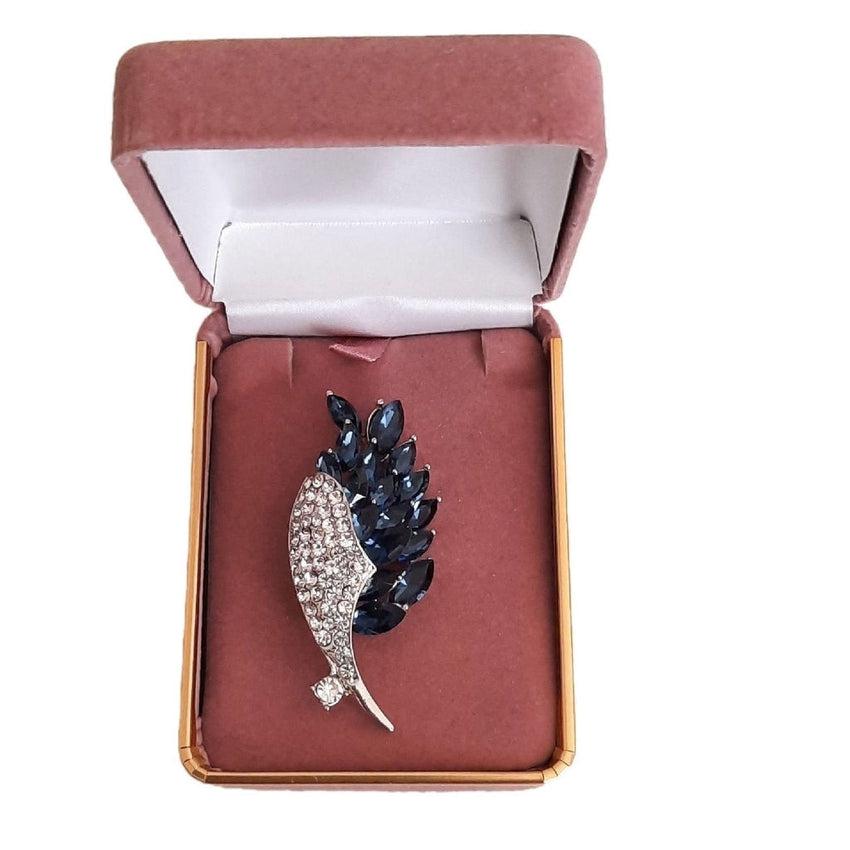 Blue Crystal Flower Brooch