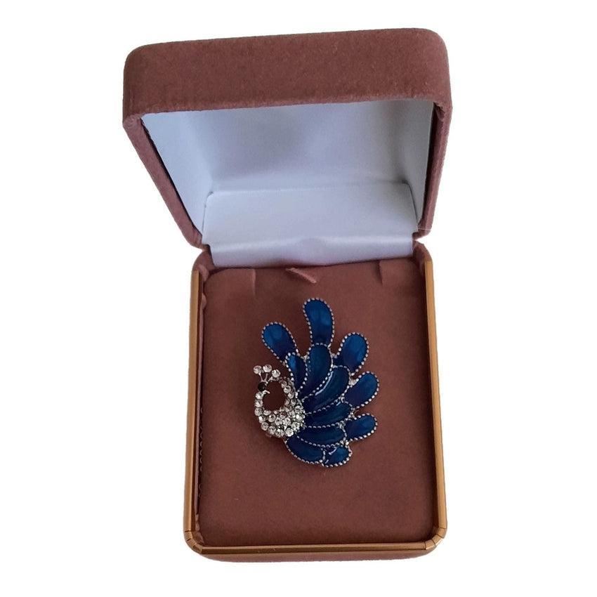 Blue Peacock Diamante Brooch(2)
