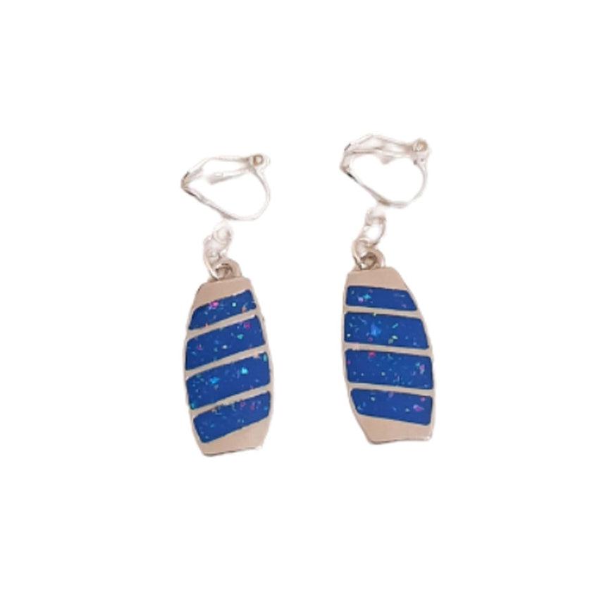 Blue Shimmer Clip On Earrings