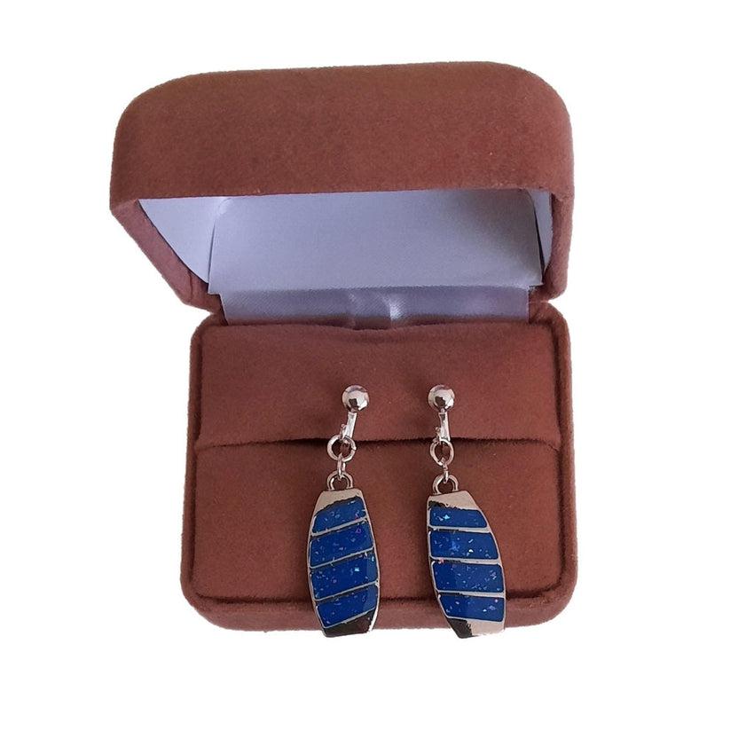 Blue Shimmer Clip On Earrings