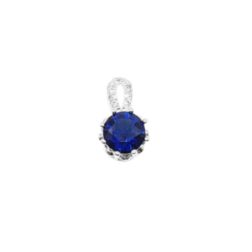 Blue Solitaire Stone Centre Pendant With a Cubic Zirconia Stem Pendant