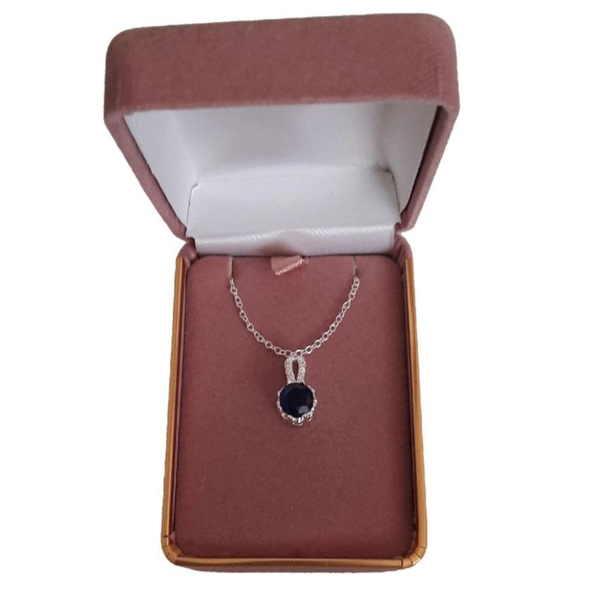 Blue Solitaire Stone Centre Pendant With a Cubic Zirconia Stem Pendant