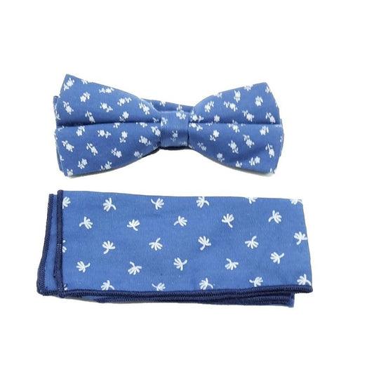 Blue With A White Pattern Matching Bow Tie Set