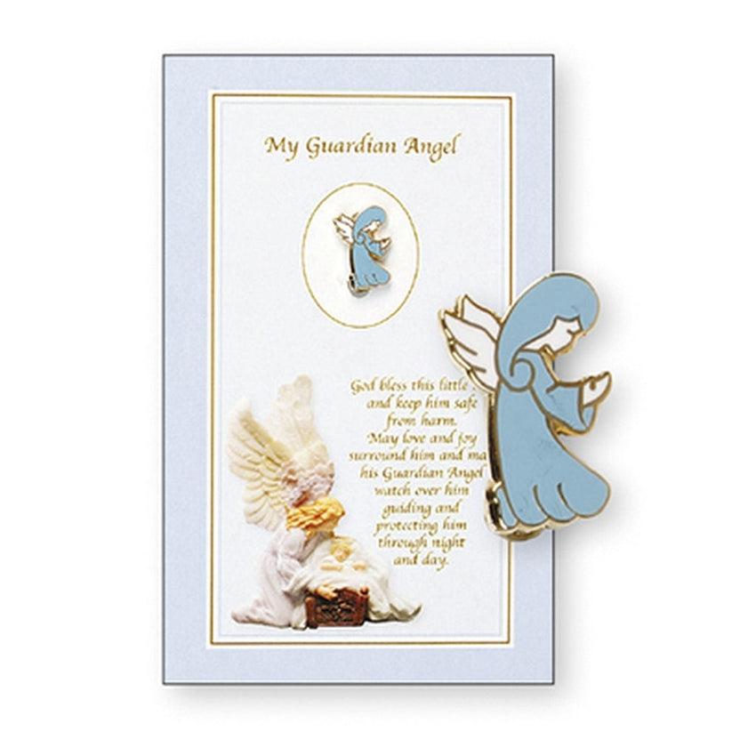 Boy Baby Guardian Angel Brooch With A Prayer