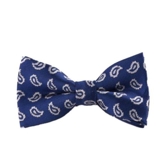 Boys Blue Bow Tie With Silver Pattern