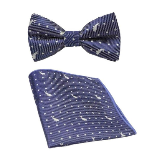 Boys Blue Whale Matching Bow Tie And Hanky Set