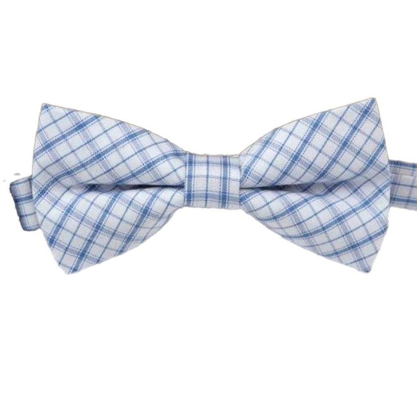 Boys Bow Tie Blue With Check Pattern