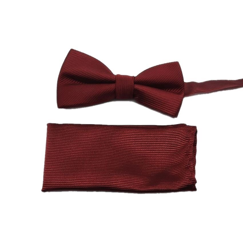 Boys Dark Burgundy Stripe Dickie Bow Set