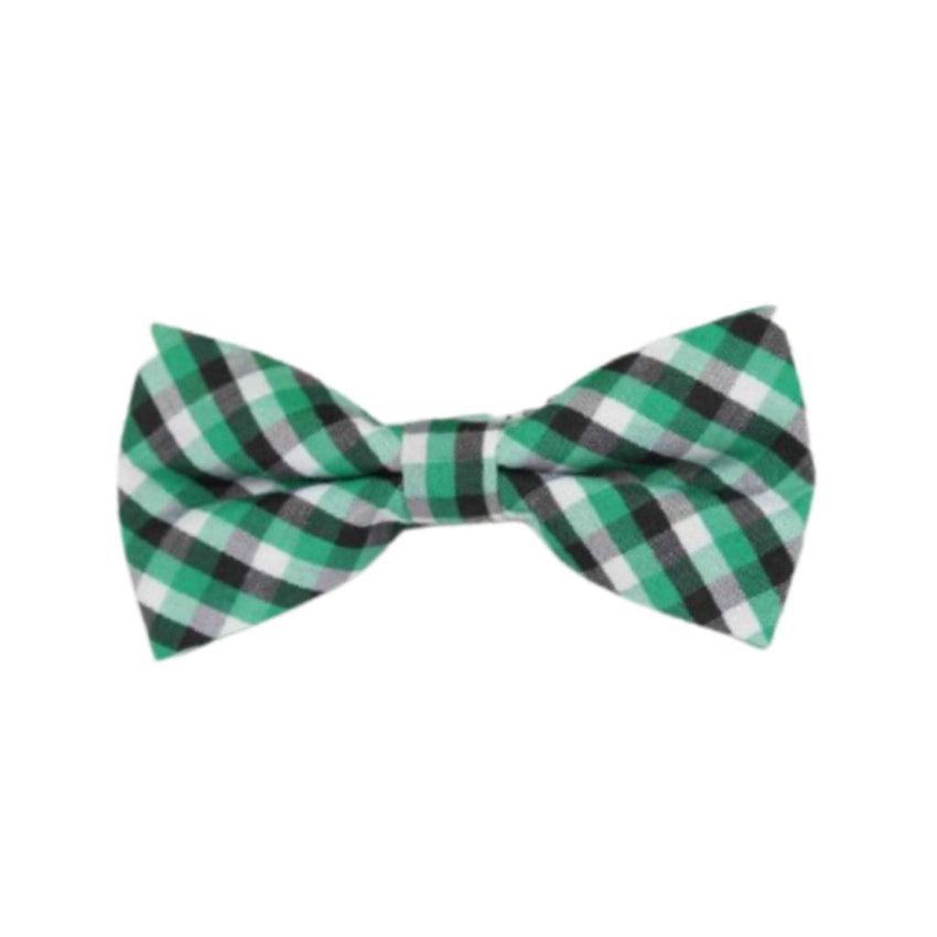 Boys Green Checked Adjustable Bow Tie