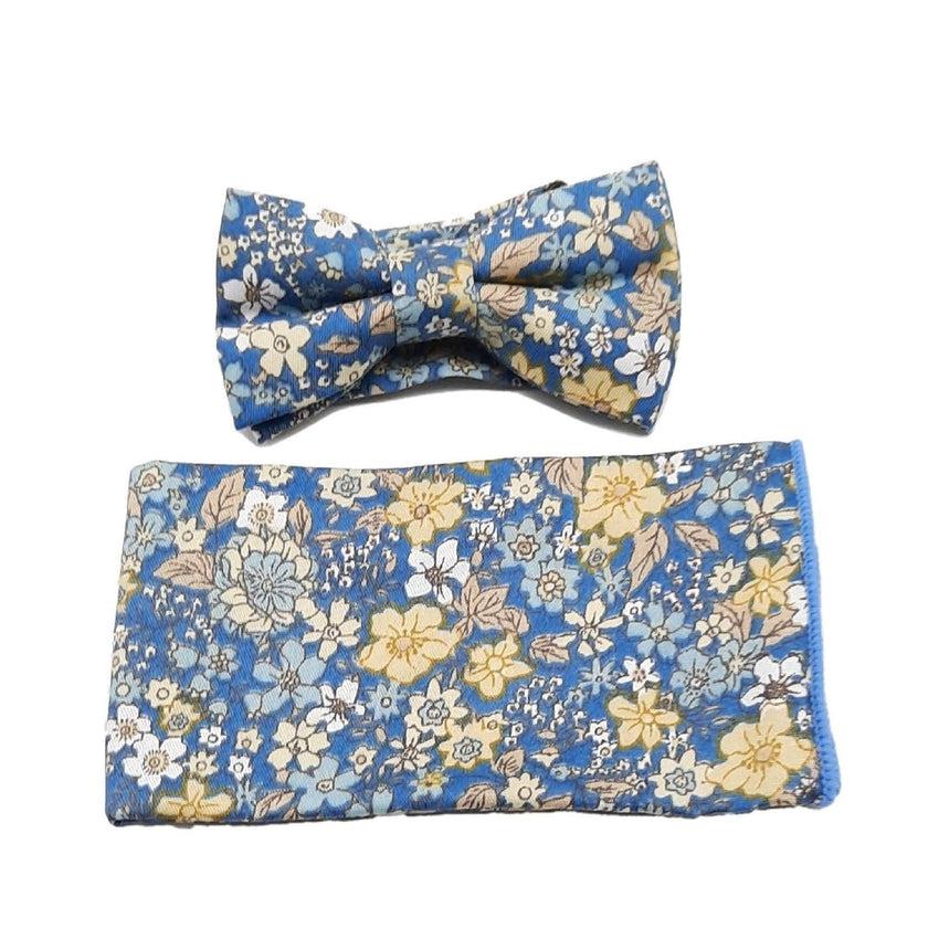 Boys Light Blue Floral Matching Bow Tie Set