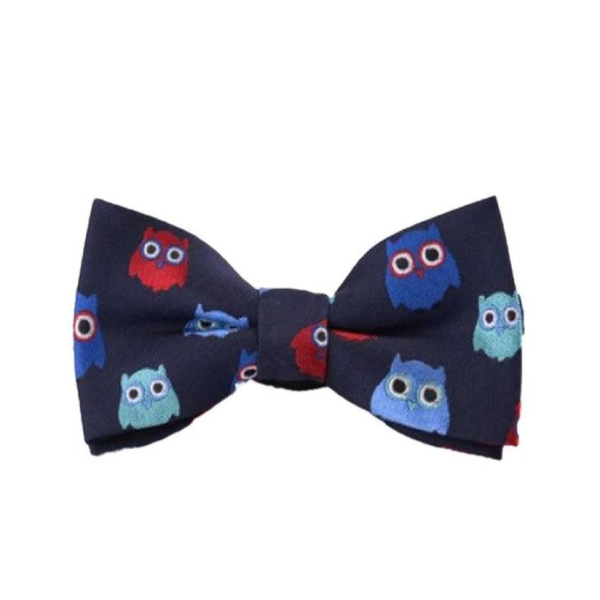 Boys Navy Blue Bow Tie With Owls