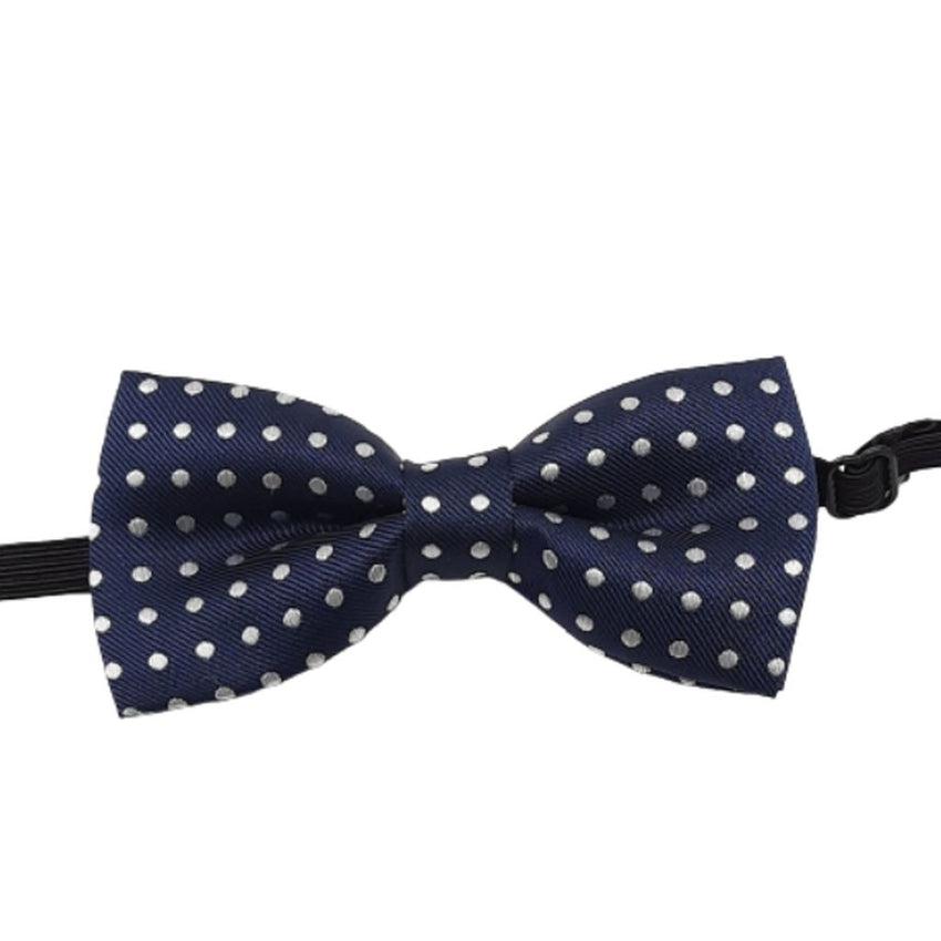 Boys Silver Spots Navy Dickie Bow