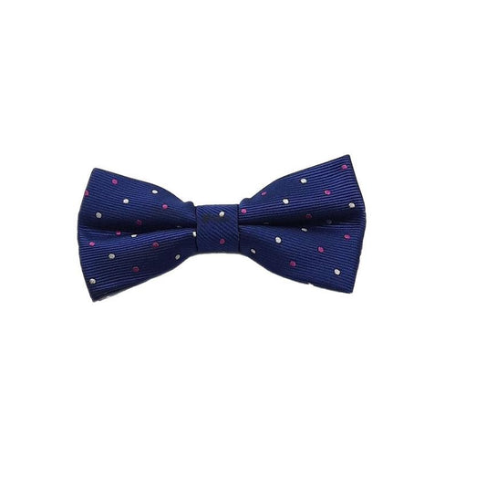 Boys Pink And White Spots Navy Dickie Bow