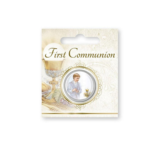 Boys First Communion Pocket Medal on a Gift Card