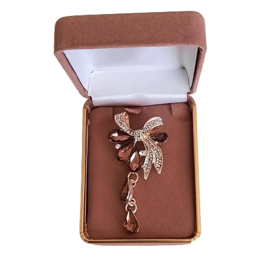 Brown Crystal Drop Ladies Brooch