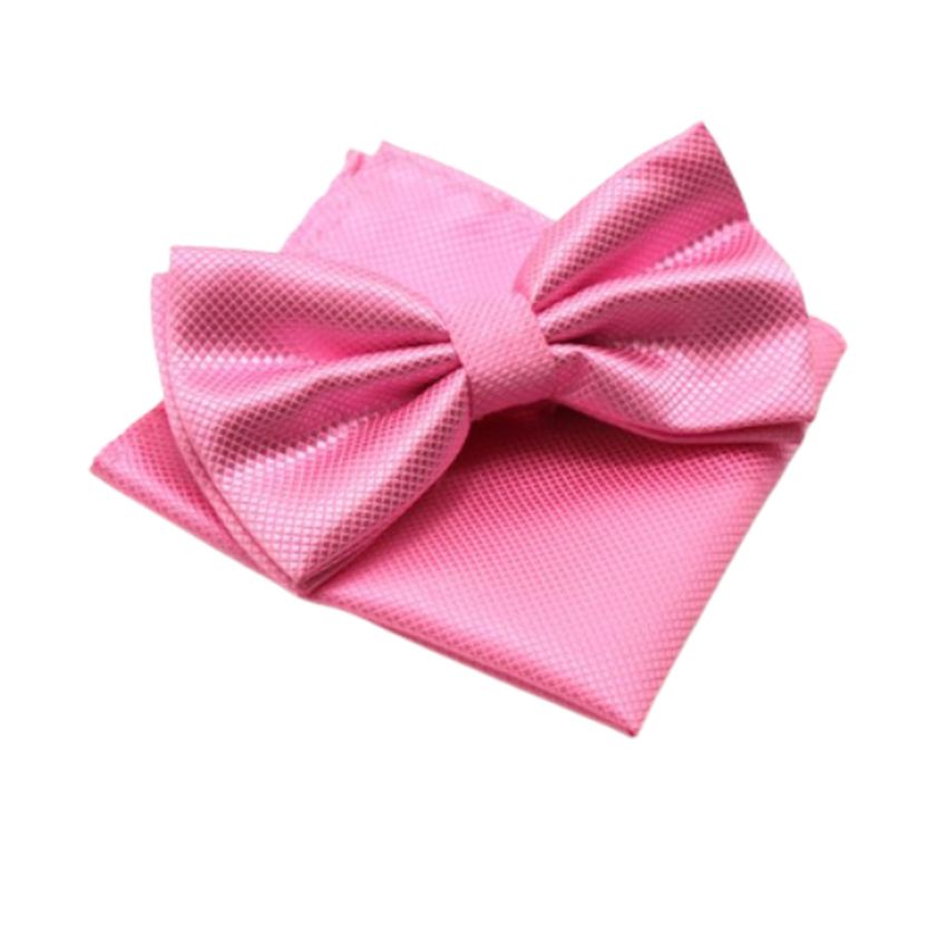 Bubblegum Pink Matching Bow Tie And Handkerchief Set