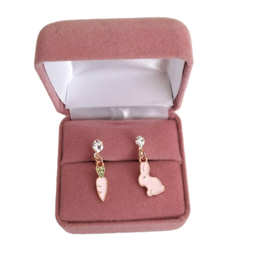 Bunny Rabbit And Carrot Girls Clip On Earrings