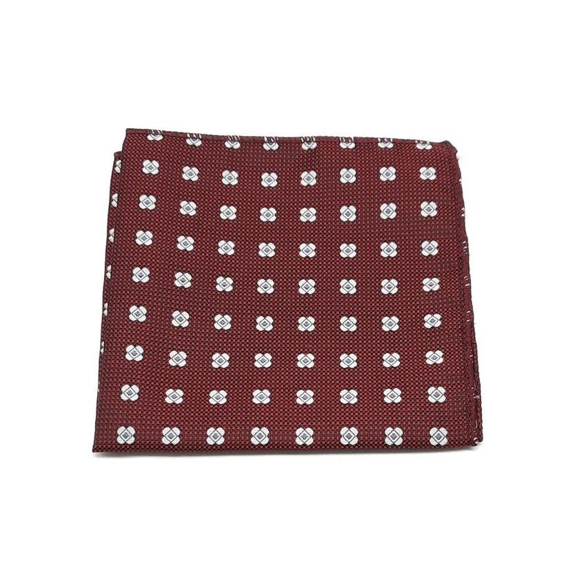 Burgundy Silver Flower Pocket Square Hanky