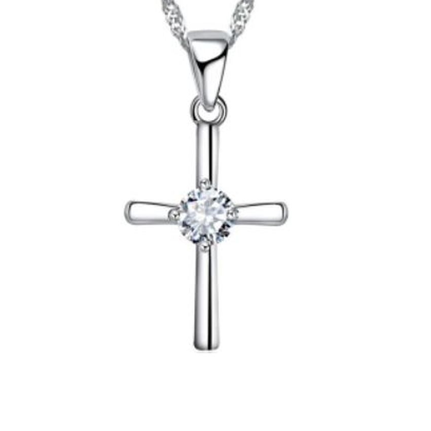 CZ Centre Sterling Silver Cross Pendant