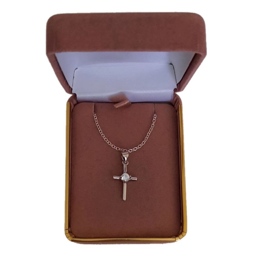 CZ Centre Sterling Silver Cross Pendant(2)