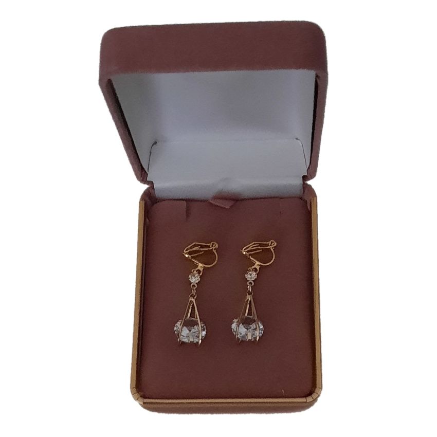 Cage Diamante And Gold Clip On Earrings(2)