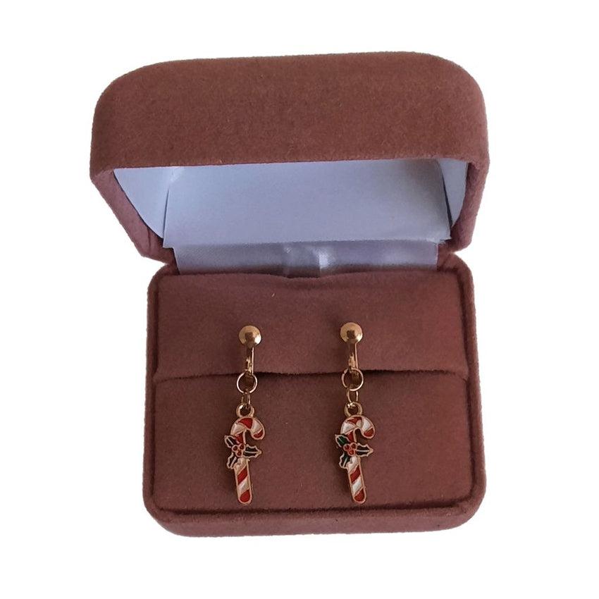 Candy Cane Clip On Earrings