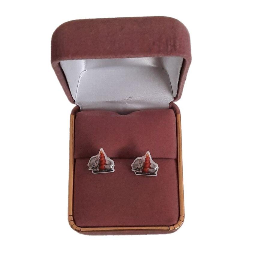 Cat And Candle Acrylic Earrings