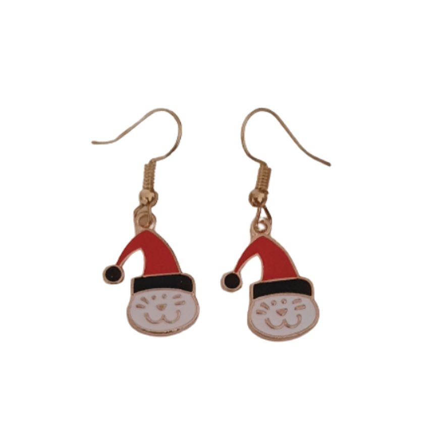 Cat In A Hat Christmas Earrings