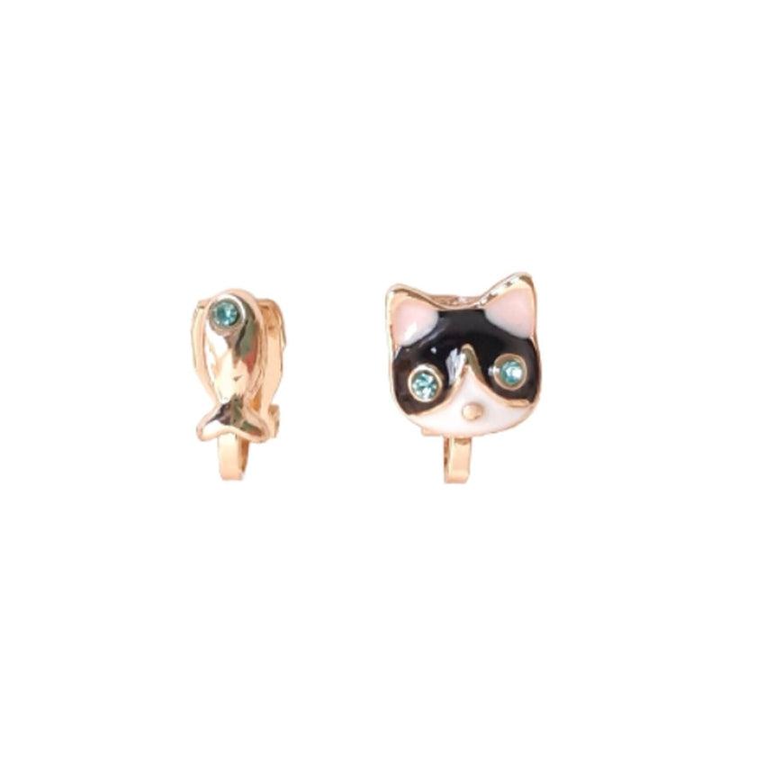 Cat clip on earrings sales