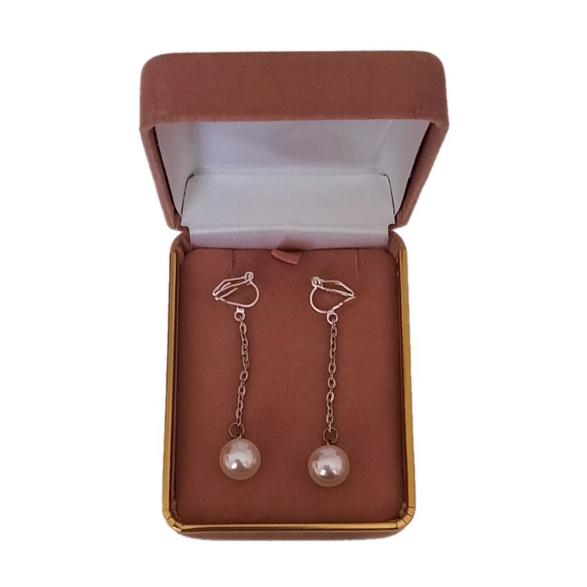 Chain Stem Pearl Clip On Earrings(2)