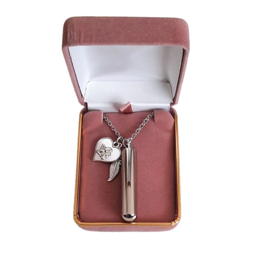 Cherub Charm Long Cylinder Ashes Locket(2)