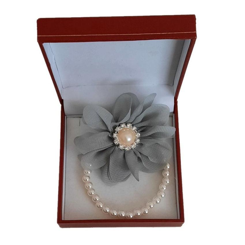 Chiffon Silver Grey Flower Wrist Corsage