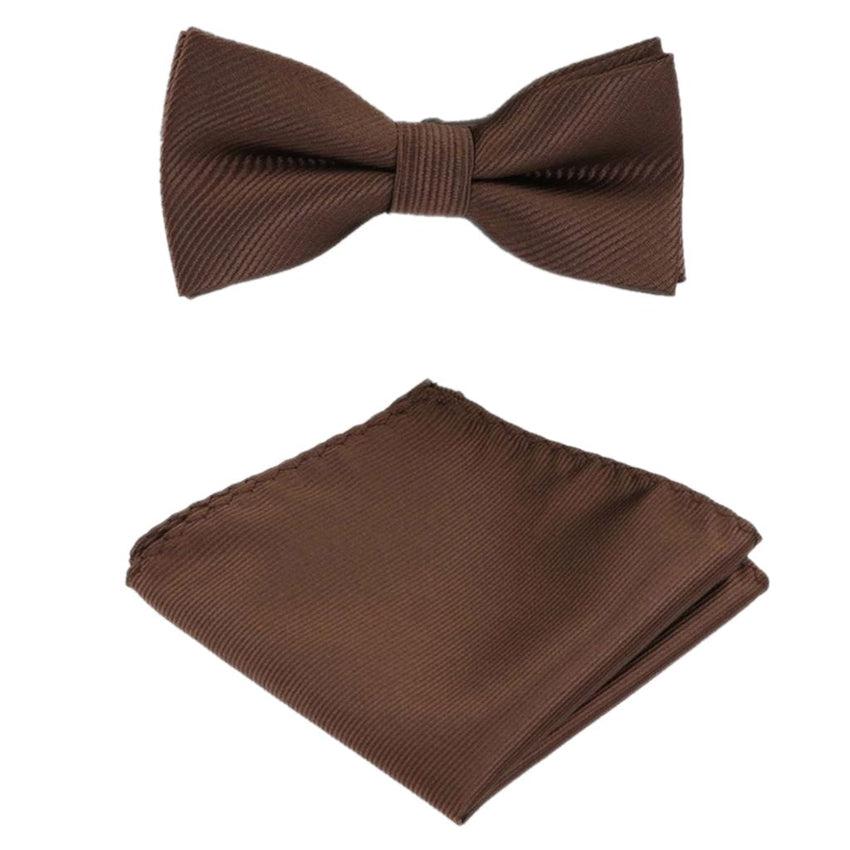 Boys Chocolate Brown Stripe Dickie Bow Set