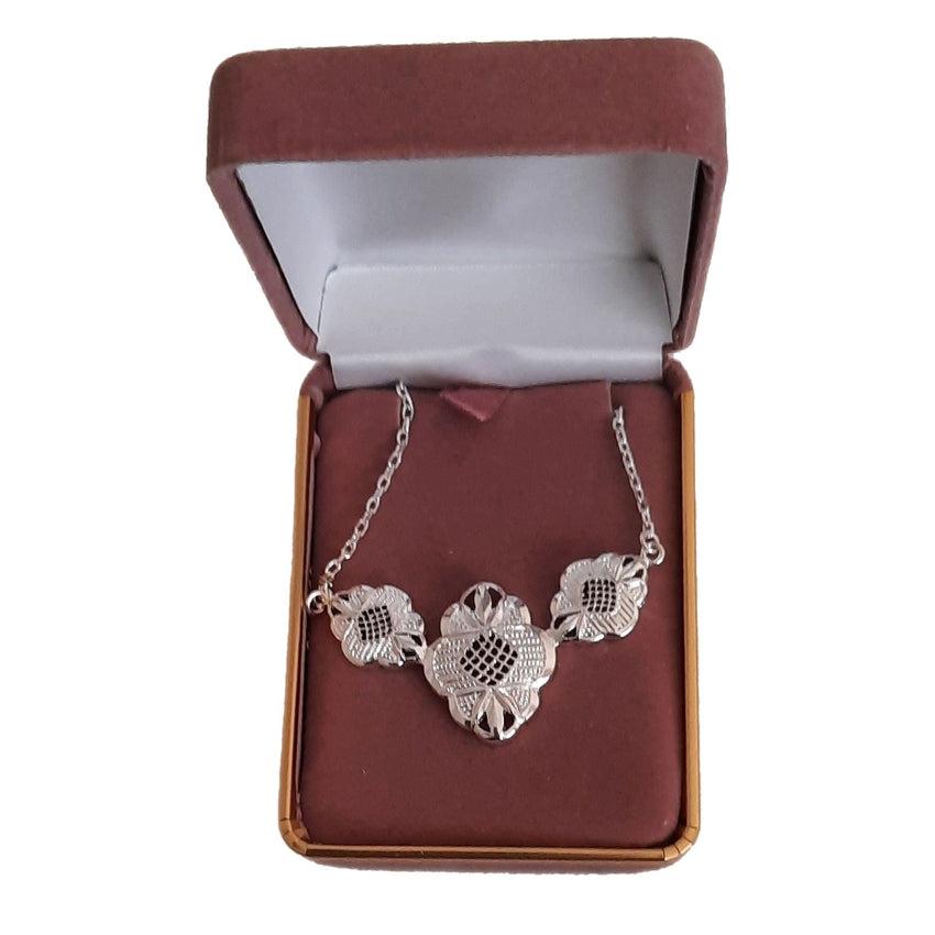 Chunky Flower Design Silver Necklet