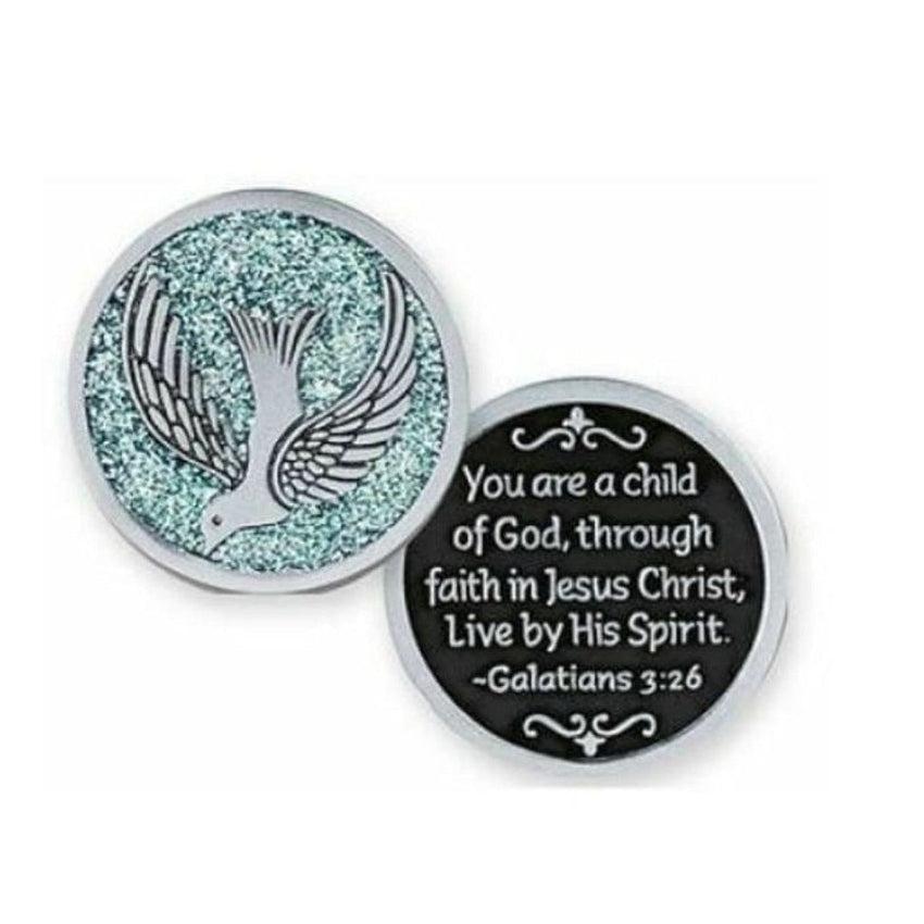 Circular Blue Confirmation Dove of Peace Pocket Token