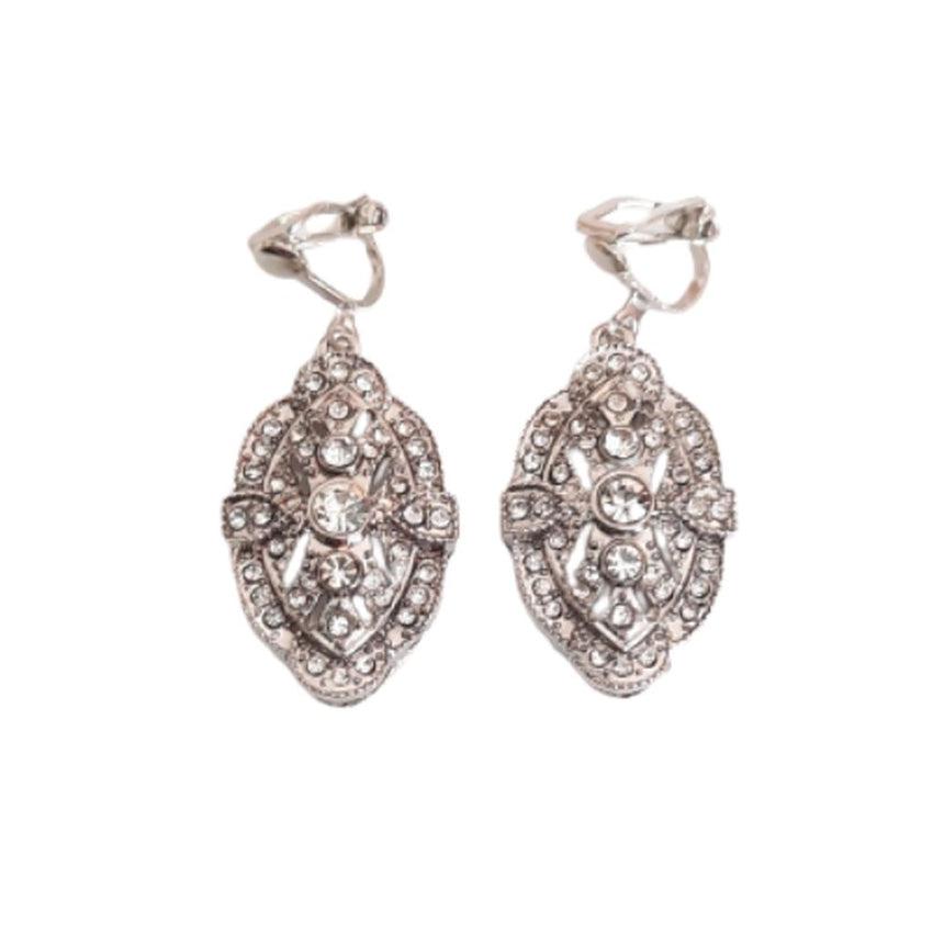 Clear Cushion Diamante Clip On Earrings