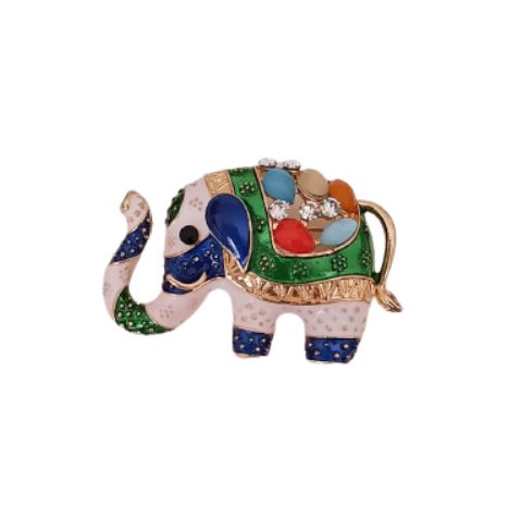 Coloured Elephant Enamel Brooch