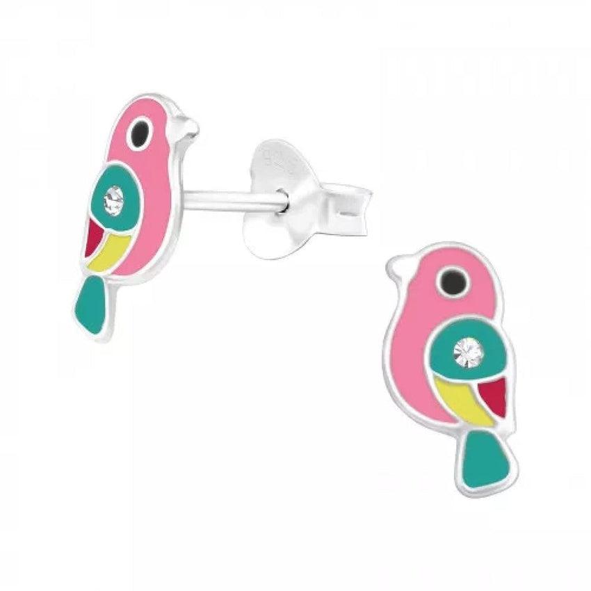 Colourful Sterling Silver Bird Earrings