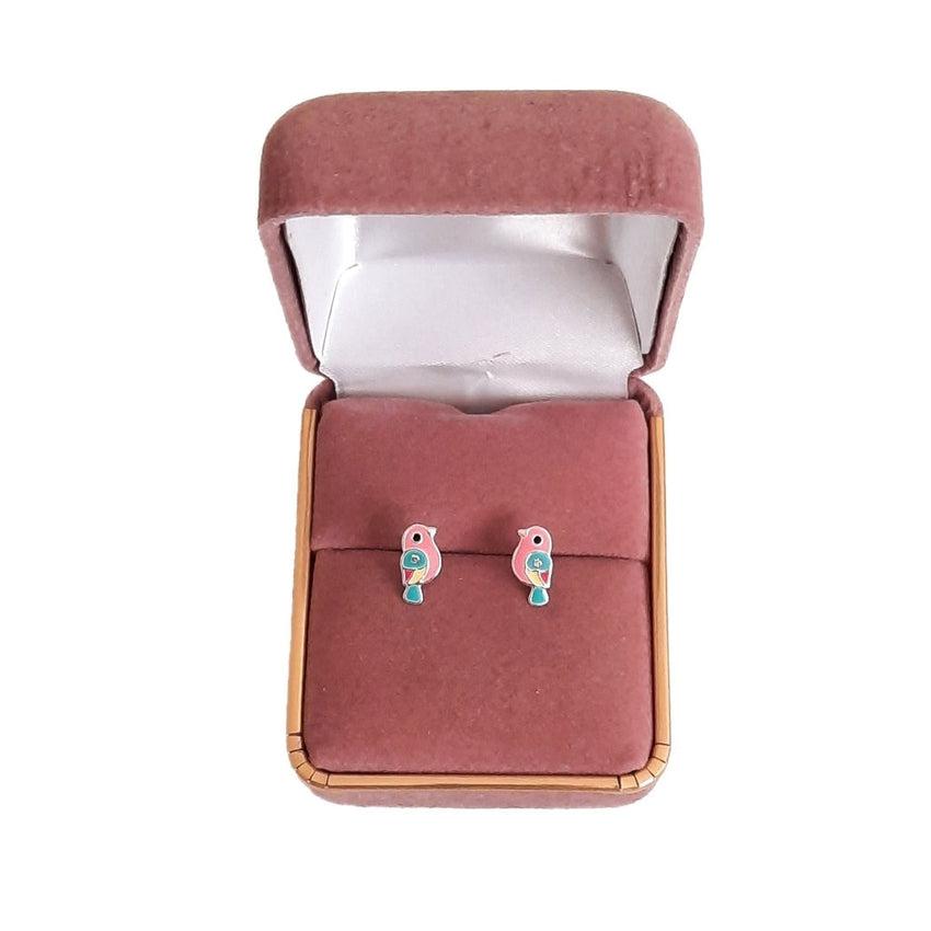 Colourful Sterling Silver Bird Earrings