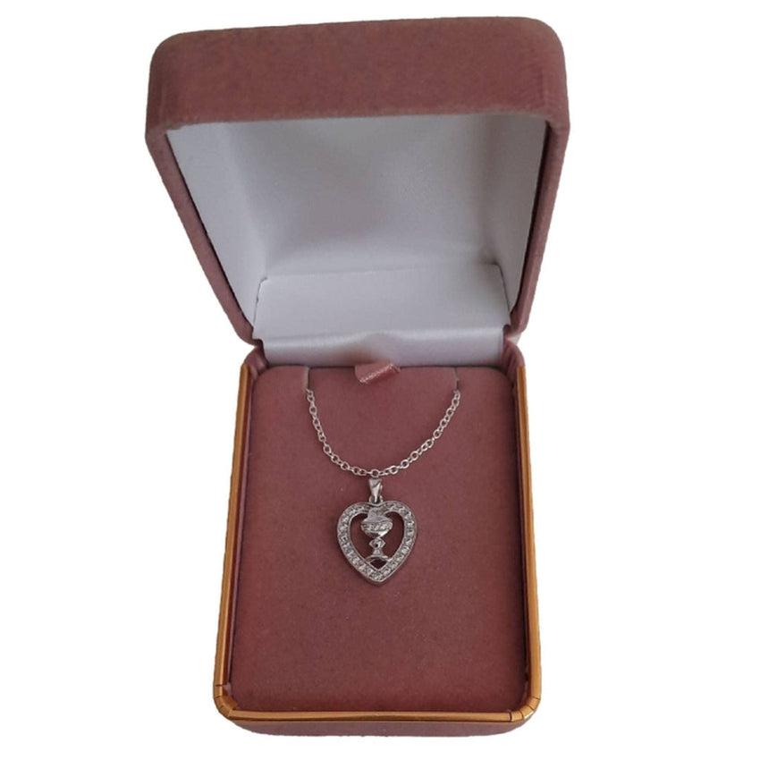 Communion Chalice Cubic Zirconia Heart Pendant