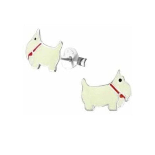 Cream Terrier Dog Sterling Silver Earrings
