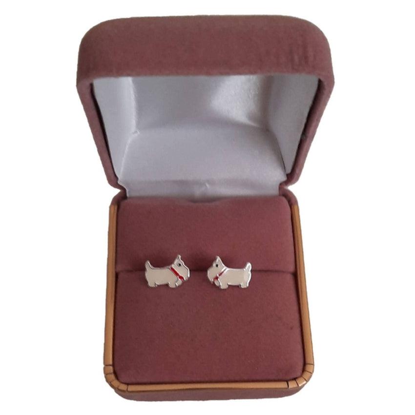 Cream Terrier Dog Sterling Silver Earrings