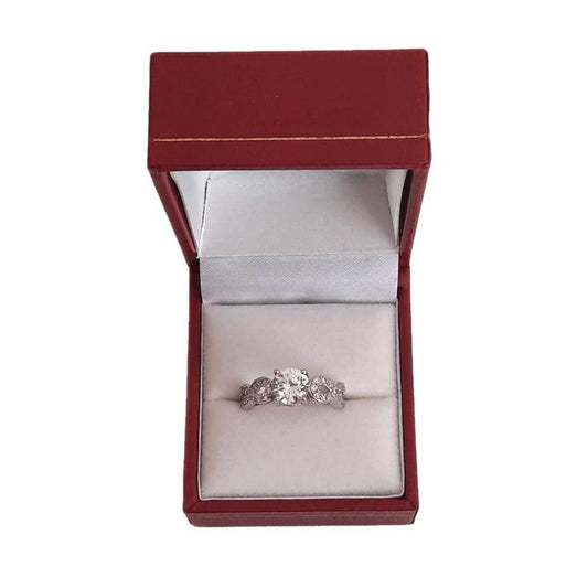 Criss Cross Sides Silver Cubic Zirconia Solitaire Ring