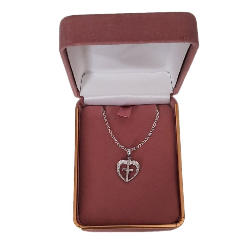 Cross In A Heart Sterling Silver Communion Pendant(2)