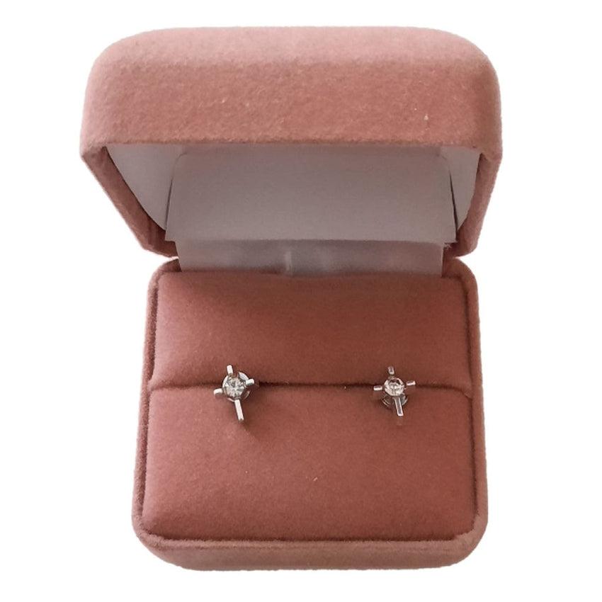 Cross Magnetic Earrings With A CZ Centre Stone