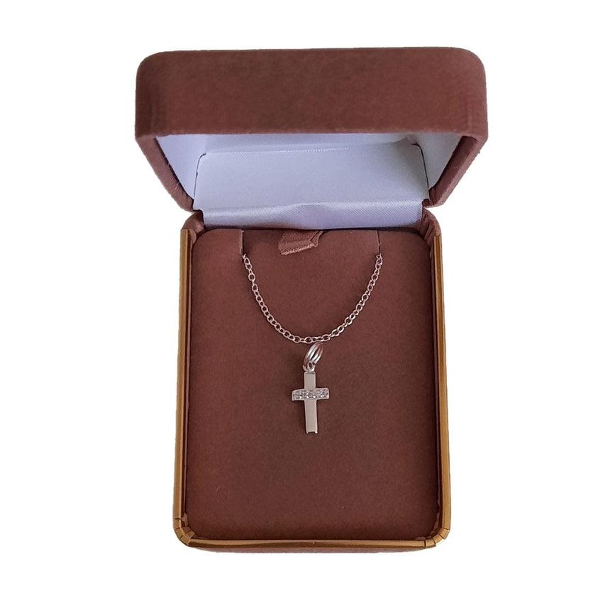 Cross Pendant With A Cubic Zirconia Centre Line
