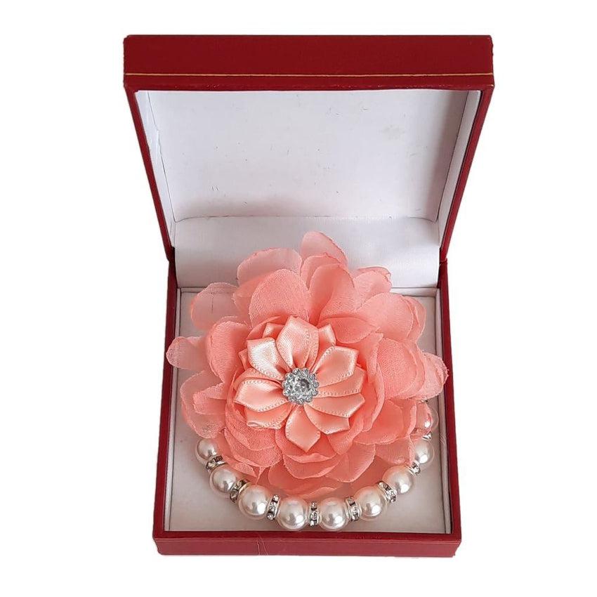 Crystal Bracelet Champagne Tangerine Flower Wrist Corsage