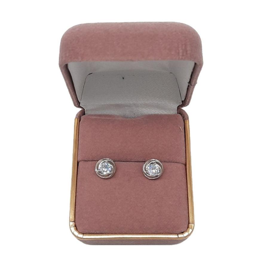 Crystal Centre Silver Plated Round Earrings