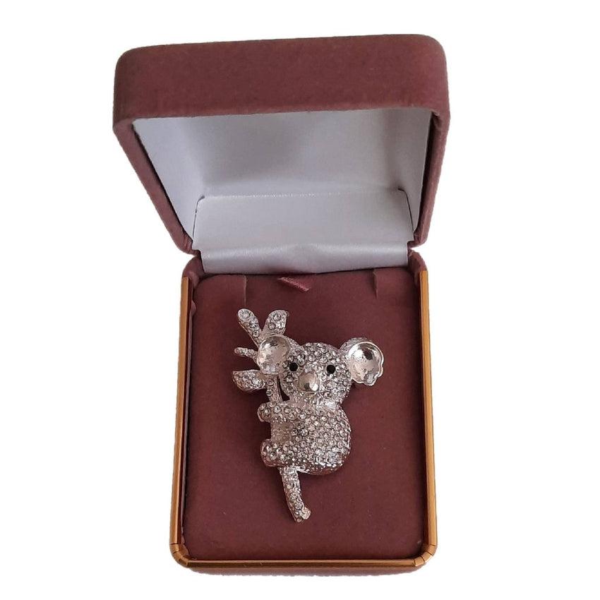 Crystal Koala On A Branch Brooch